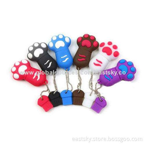 Custom Cat Claw-shaped Thumb Drive, Made of Soft PVC Material, OEM Orders Welcomed